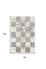 5' X 8' White And Gray Checkered Area Rug - Homeroots - Flyclothing LLC