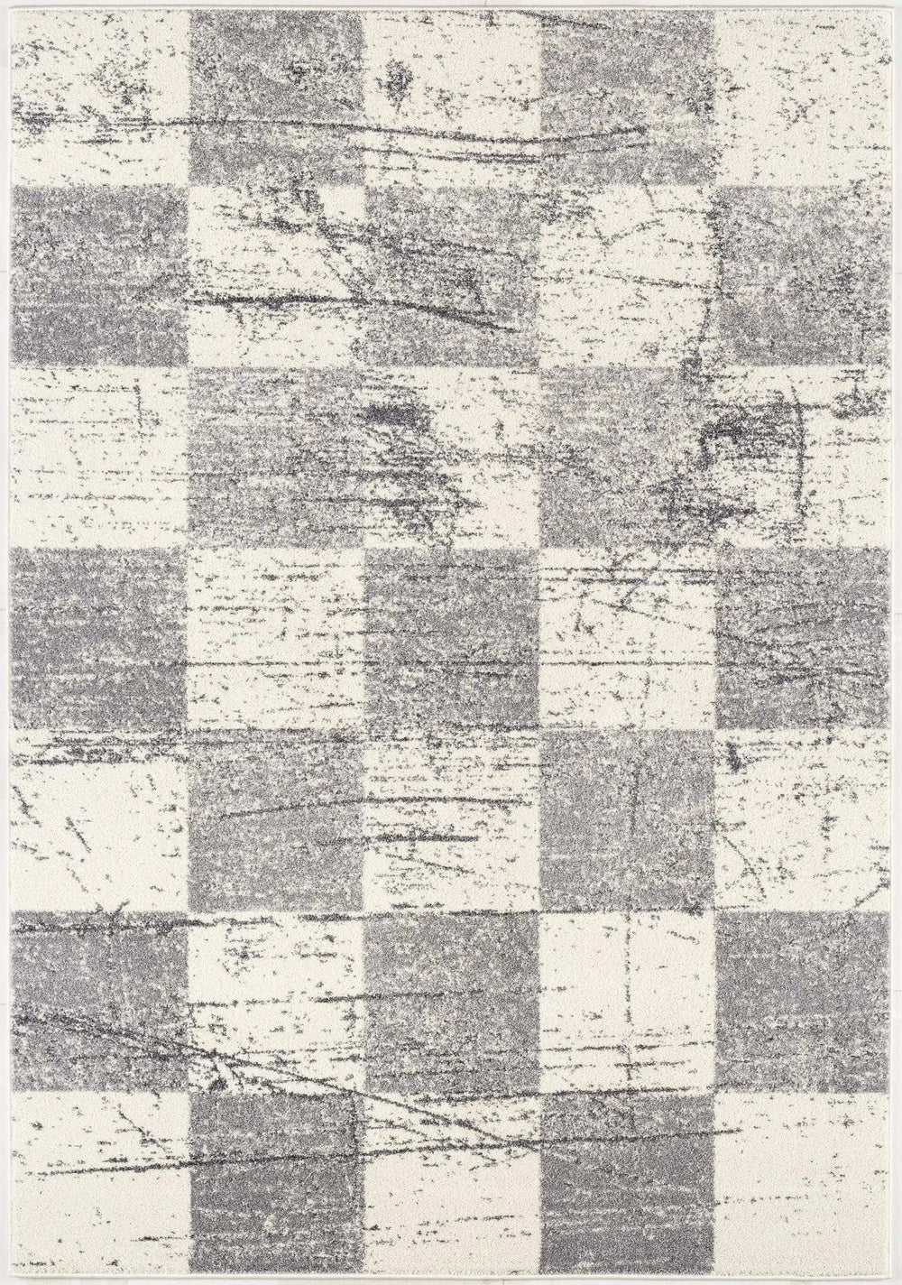 5' X 8' White And Gray Checkered Area Rug - Homeroots - Flyclothing LLC
