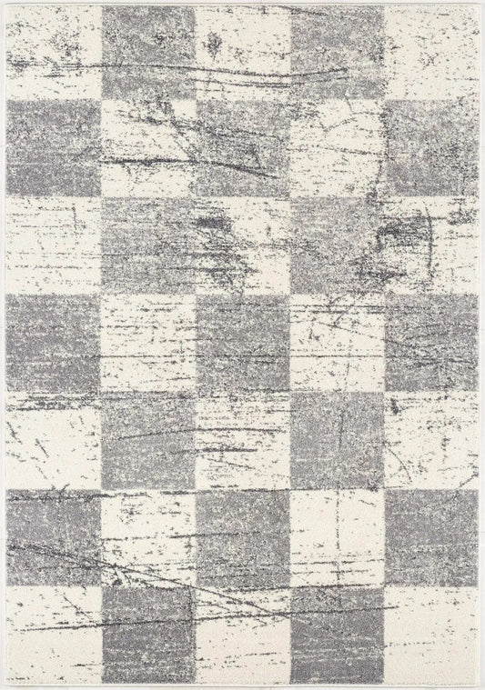 5' X 8' White And Gray Checkered Area Rug - Homeroots - Flyclothing LLC