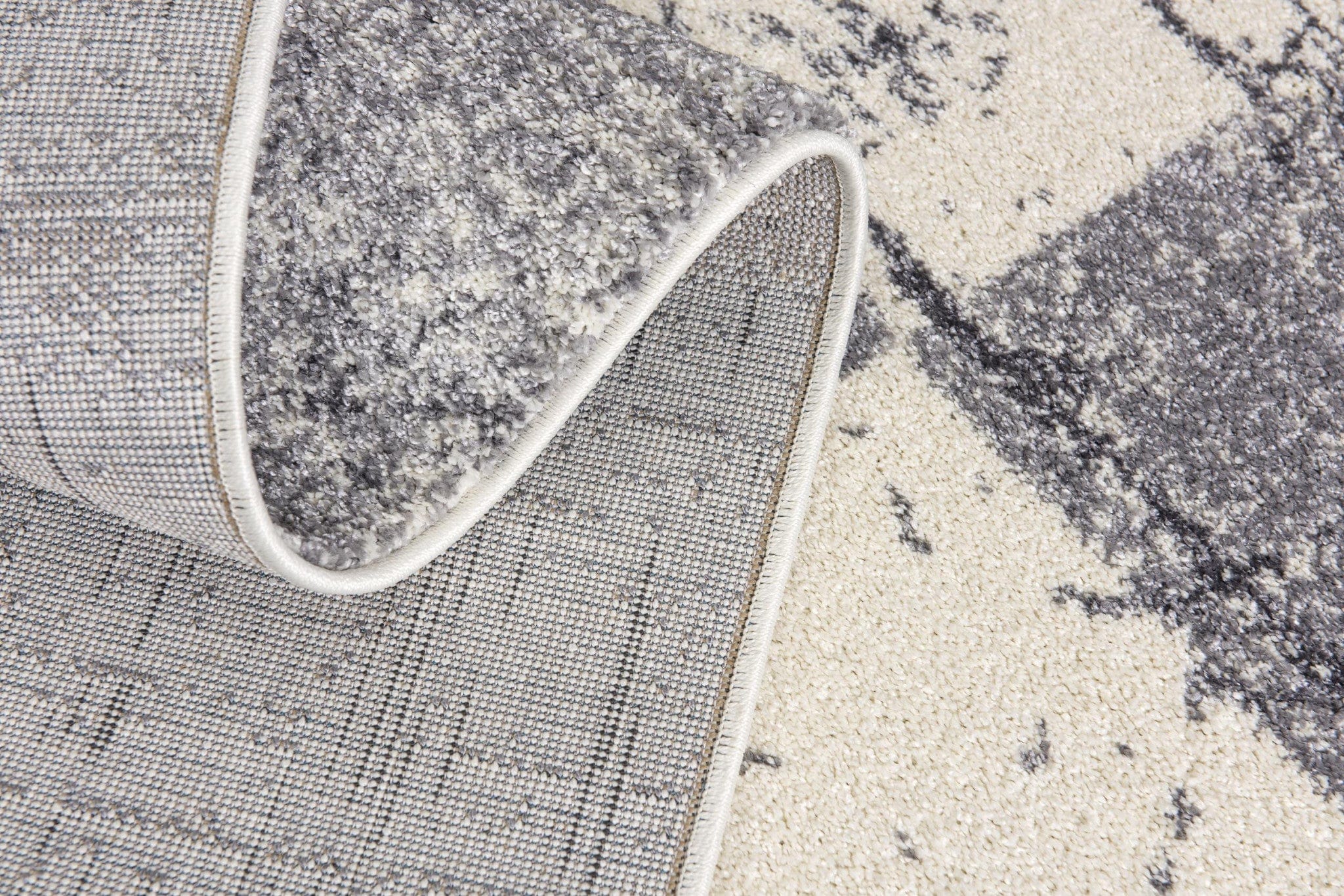 7' X 9' Gray and White Checkered Power Loom Distressed Area Rug - Homeroots