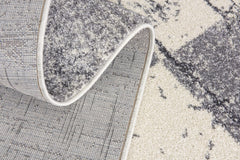 7' X 9' Gray and White Checkered Power Loom Distressed Area Rug - Homeroots
