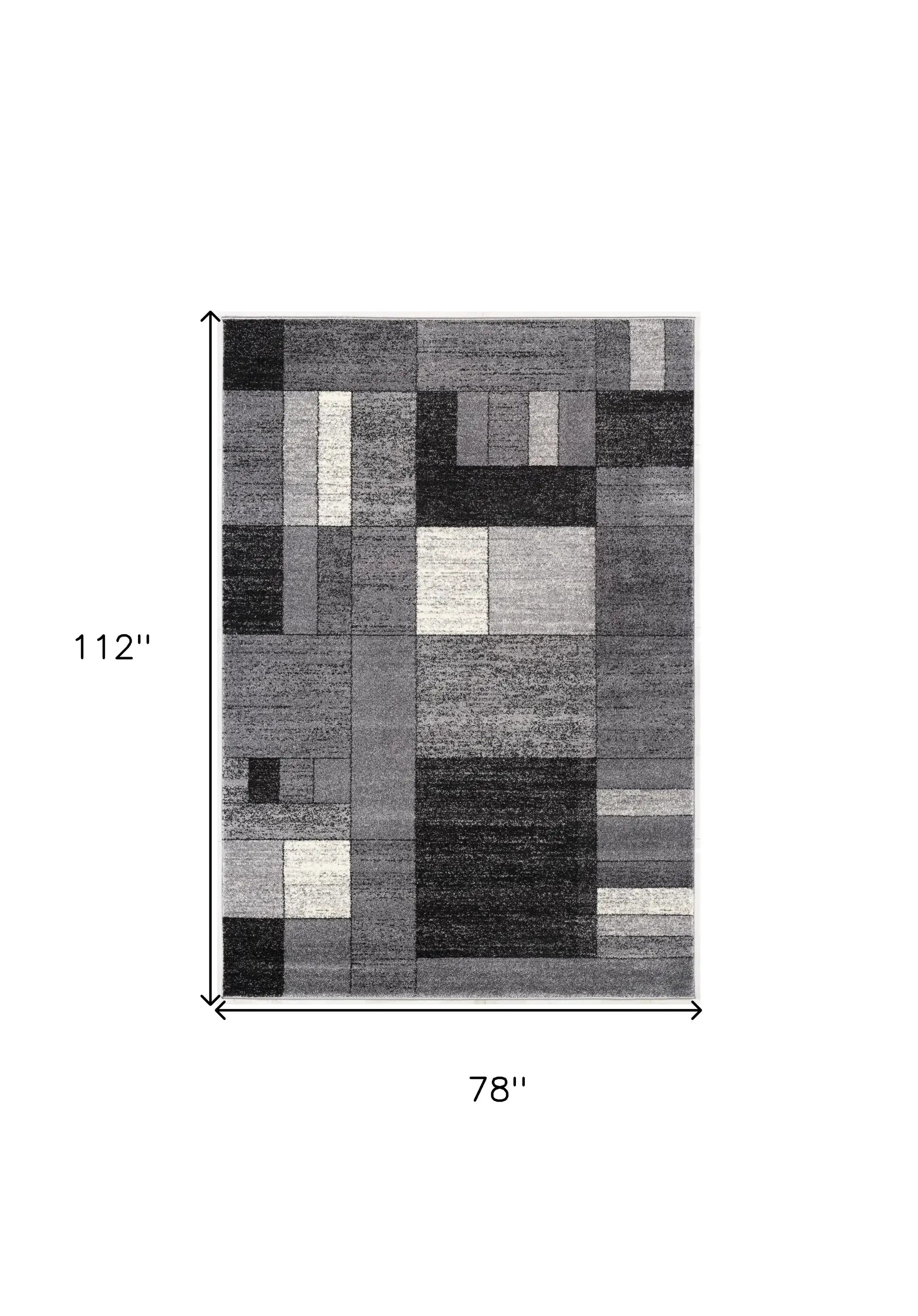 7' X 9' Gray Distressed Geometric Area Rug - Homeroots - Flyclothing LLC