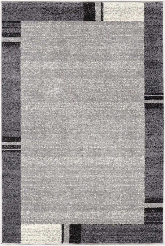 4' X 6' Gray Modern Bordered Area Rug - Homeroots - Flyclothing LLC