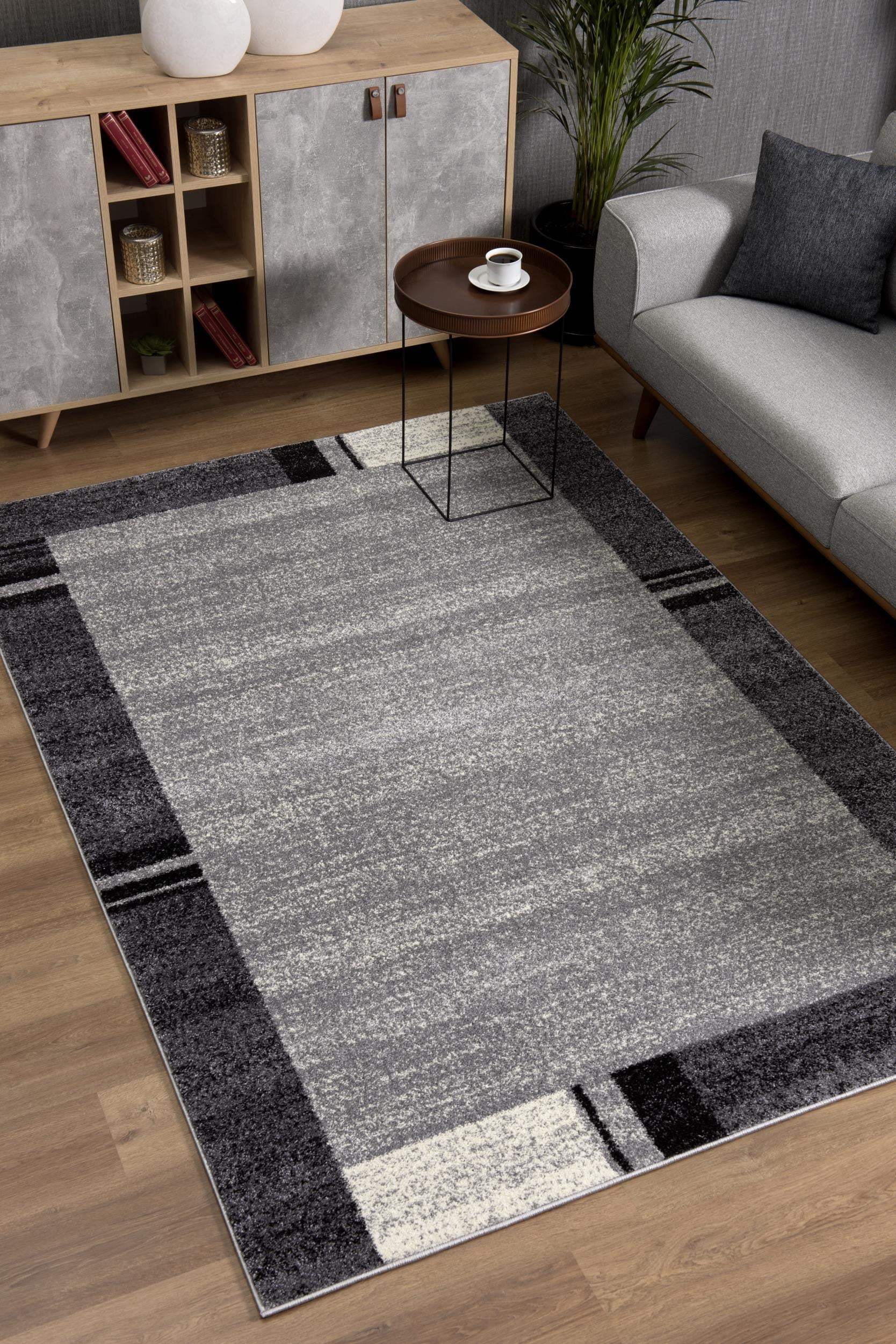 4' X 6' Gray Modern Bordered Area Rug - Homeroots - Flyclothing LLC