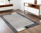 4' X 6' Gray Modern Bordered Area Rug - Homeroots - Flyclothing LLC