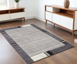 4' X 6' Gray Modern Bordered Area Rug - Homeroots - Flyclothing LLC