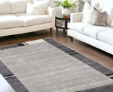 8' X 11' Gray Modern Bordered Area Rug - Homeroots - Flyclothing LLC