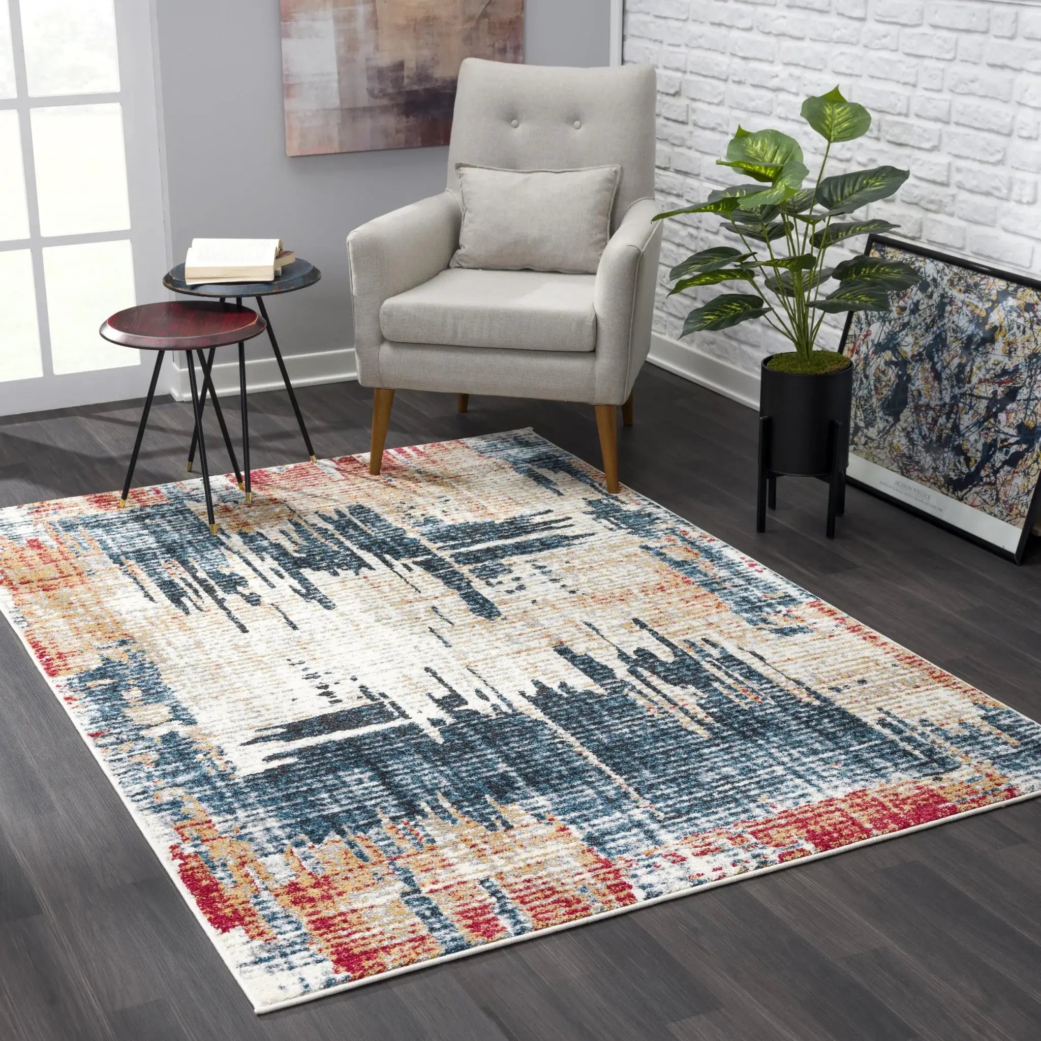 4' X 6' Blue And Ivory Abstract Area Rug - Homeroots - Flyclothing LLC