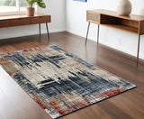 4' X 6' Blue And Ivory Abstract Area Rug - Homeroots