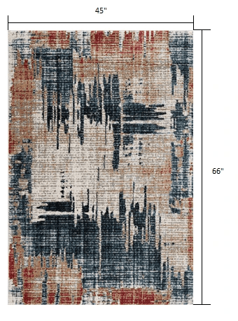 4' X 6' Blue And Ivory Abstract Area Rug - Homeroots - Flyclothing LLC