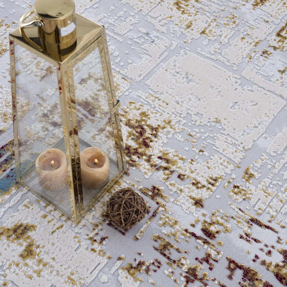 4' X 6' Abstract Beige And Gold Modern Area Rug - Homeroots - Flyclothing LLC