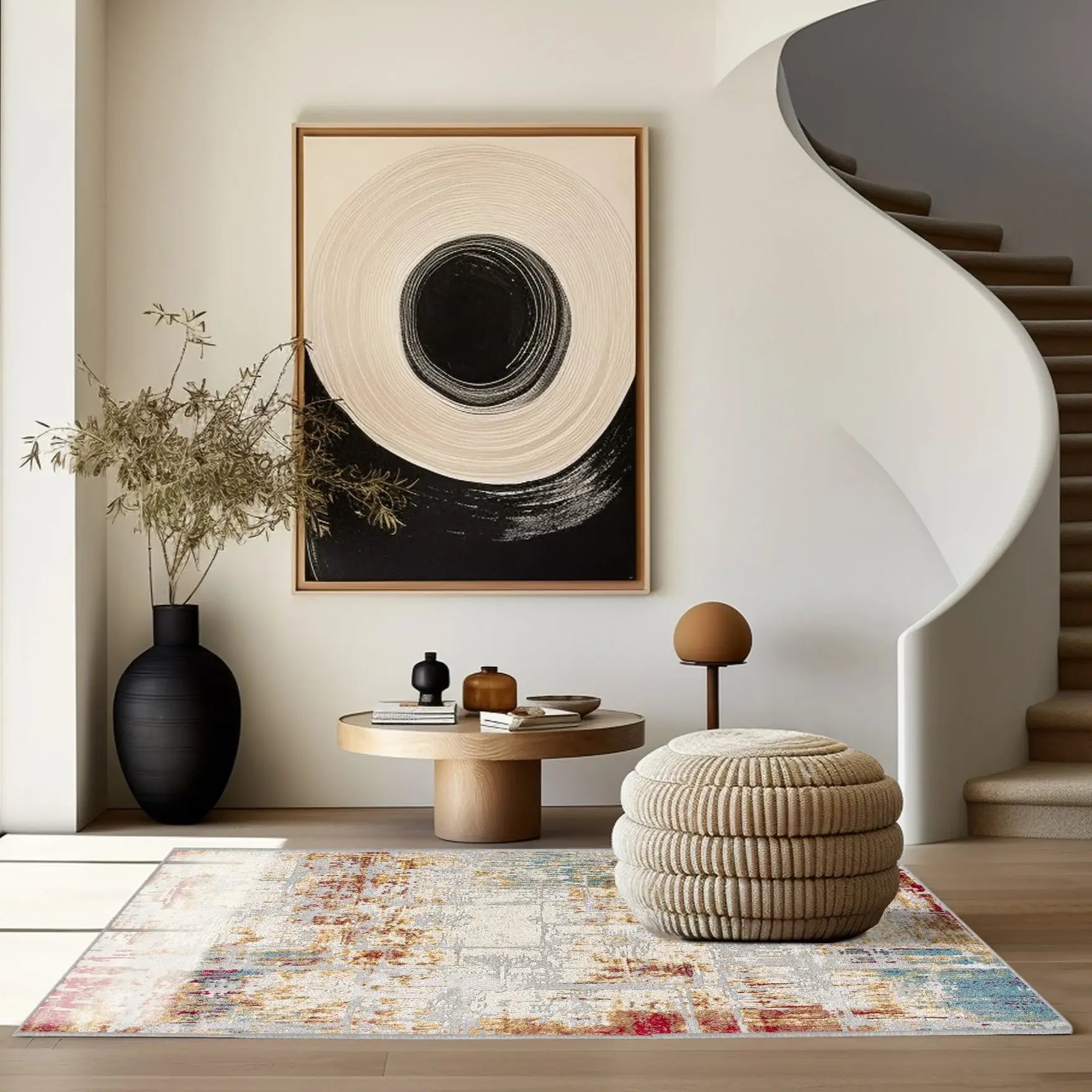 4' X 6' Abstract Beige And Gold Modern Area Rug - Homeroots - Flyclothing LLC