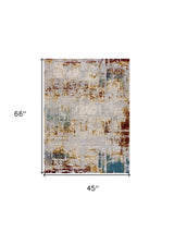 4' X 6' Abstract Beige And Gold Modern Area Rug - Homeroots - Flyclothing LLC