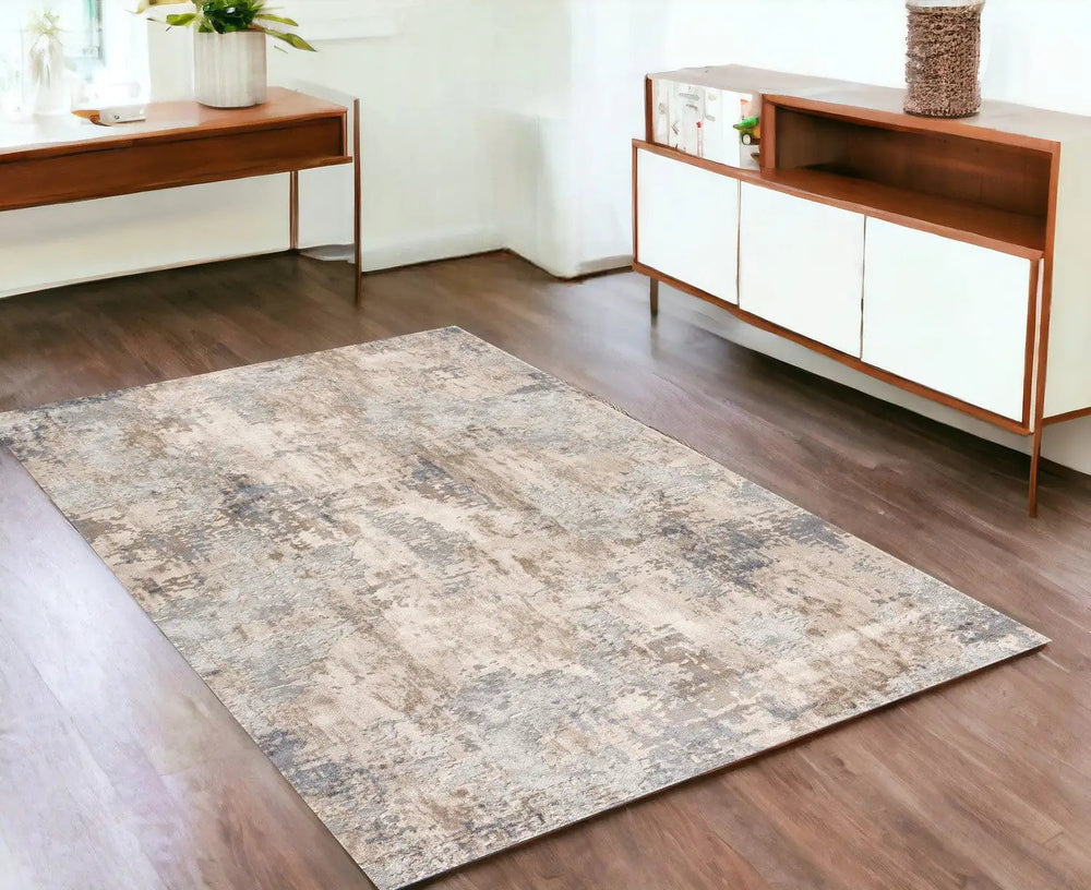 4' X 6' Beige And Ivory Abstract Area Rug - Homeroots