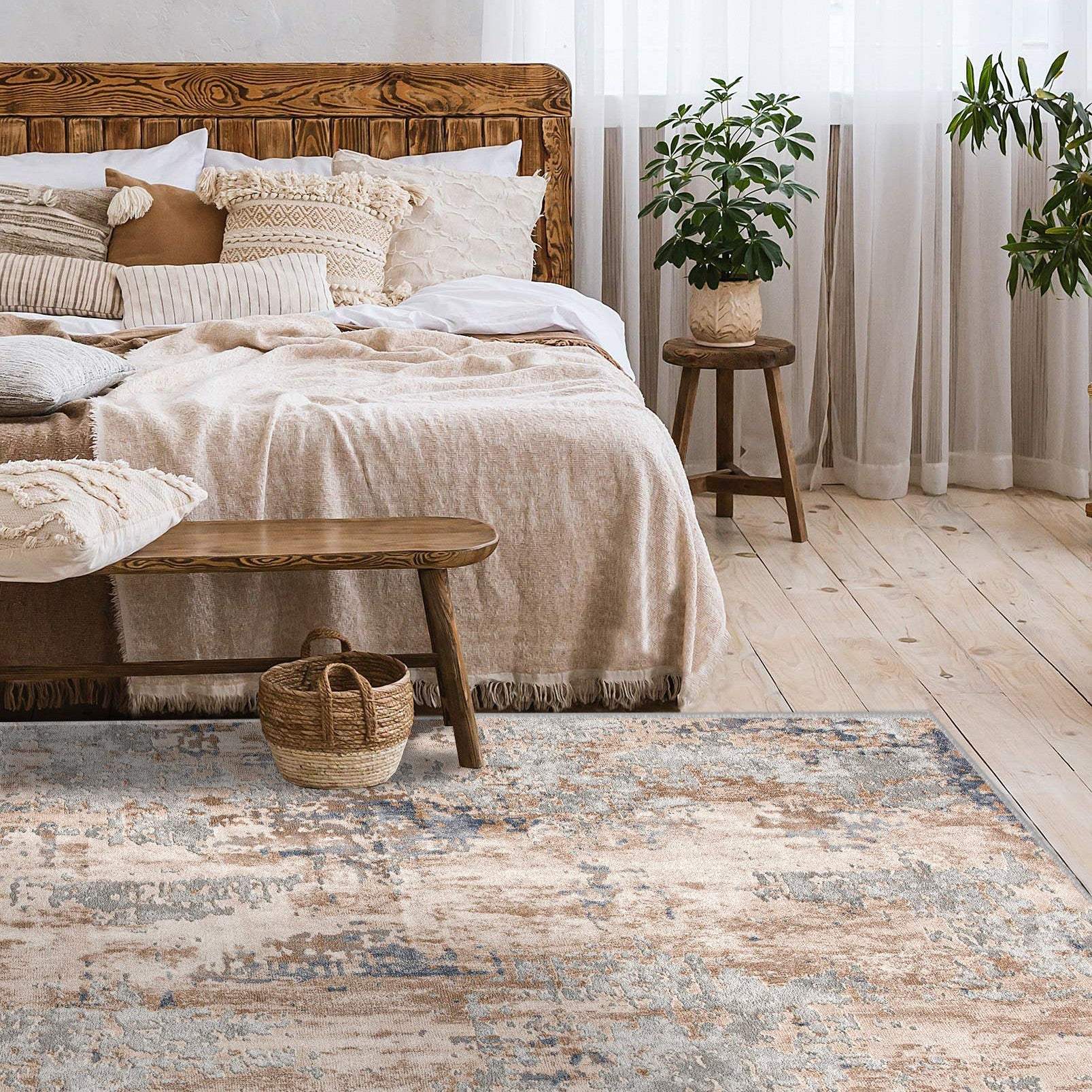 5' X 8' Beige And Ivory Abstract Area Rug - Homeroots - Flyclothing LLC