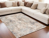 5' X 8' Beige And Ivory Abstract Area Rug - Homeroots