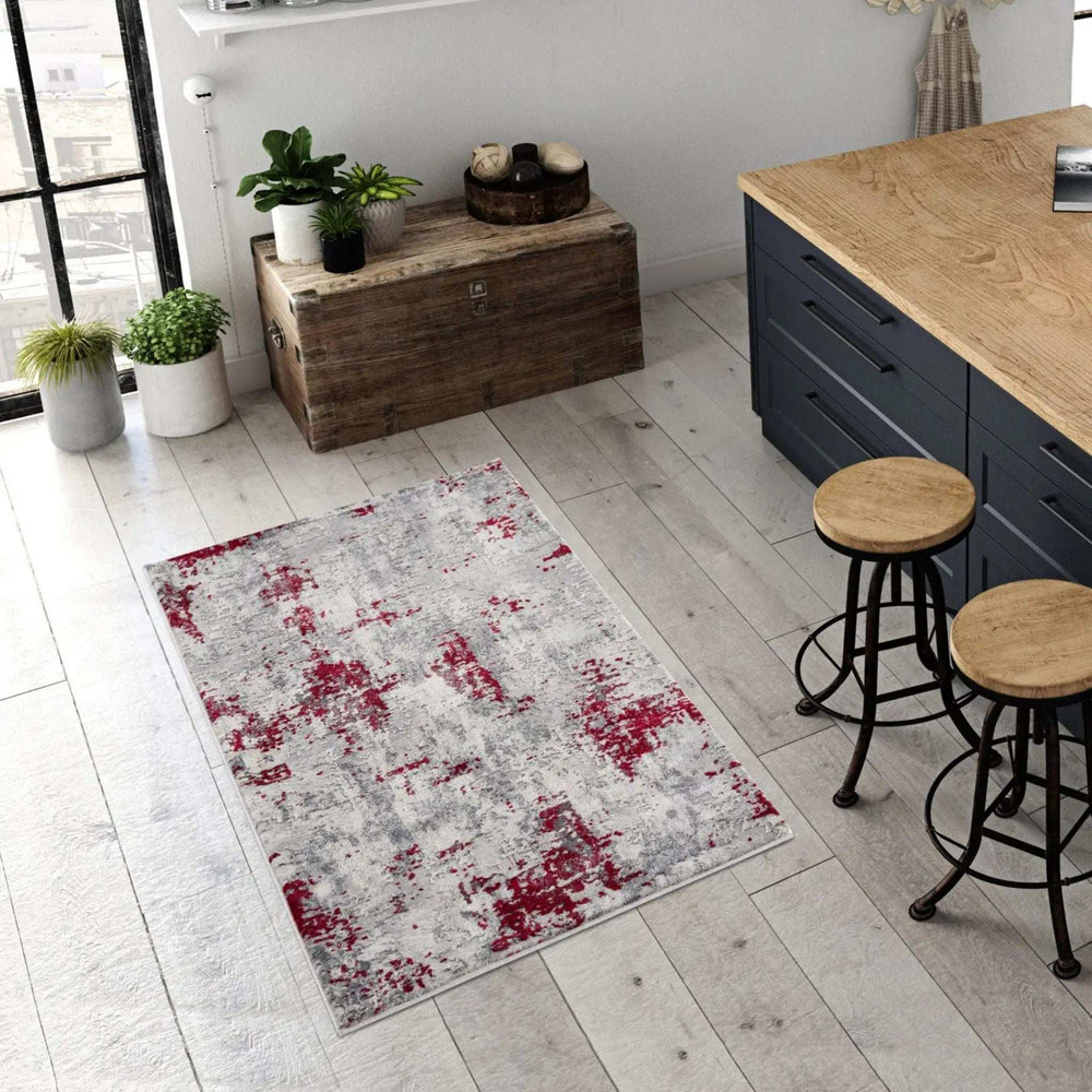 3' X 5' Red Abstract Dhurrie Area Rug - Homeroots - Flyclothing LLC