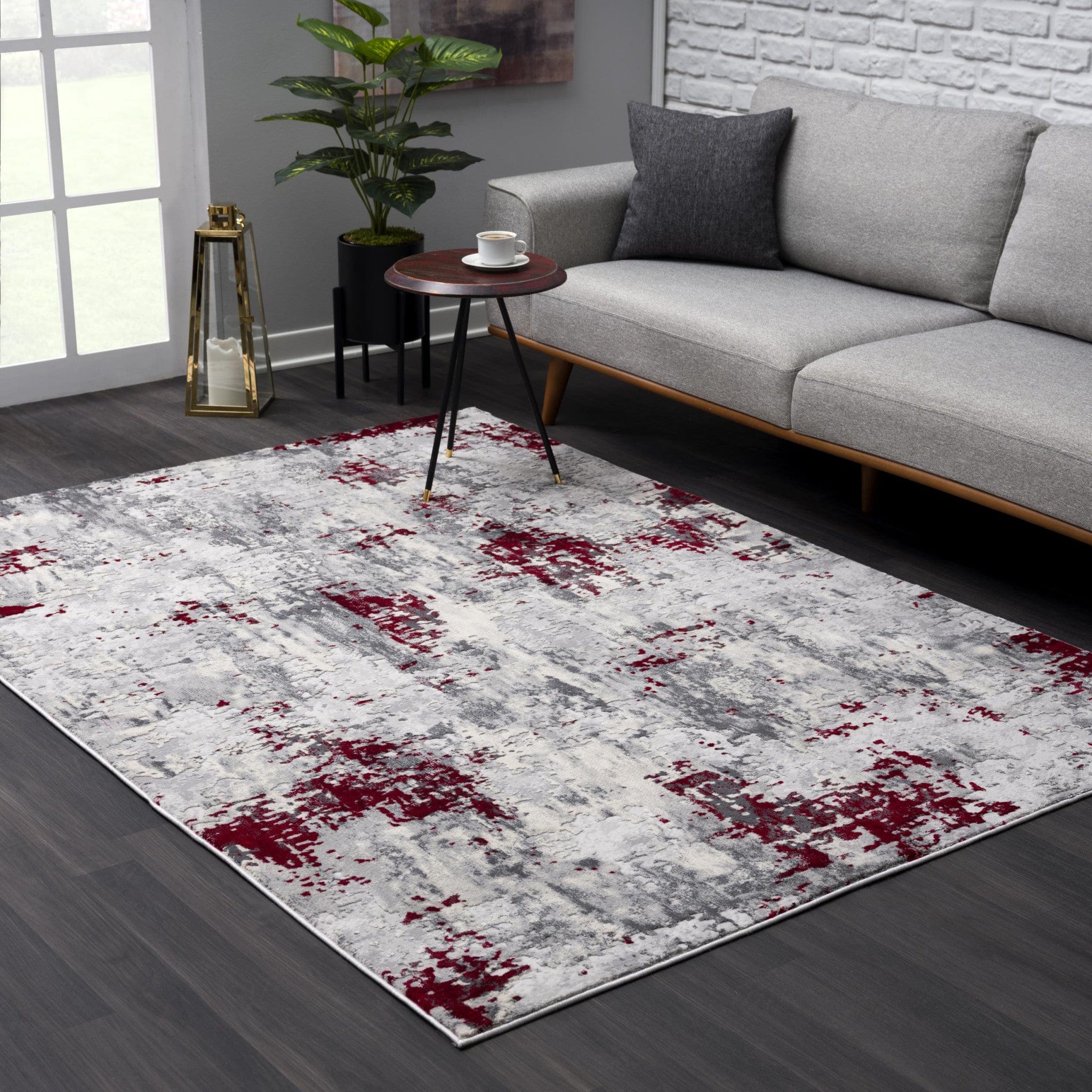 6' X 9' Red Abstract Dhurrie Area Rug - Homeroots