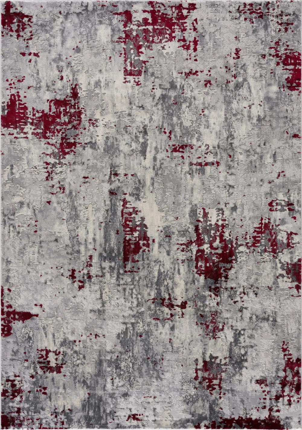 8' X 10' Red and Gray Modern Abstract Area Rug - Homeroots - Flyclothing LLC