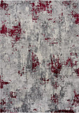 8' X 10' Red and Gray Modern Abstract Area Rug - Homeroots