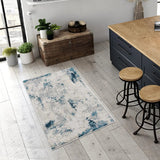3' X 5' Blue And Ivory Abstract Strokes Area Rug - Homeroots