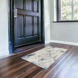 3' X 5' Blue And Ivory Abstract Strokes Area Rug - Homeroots