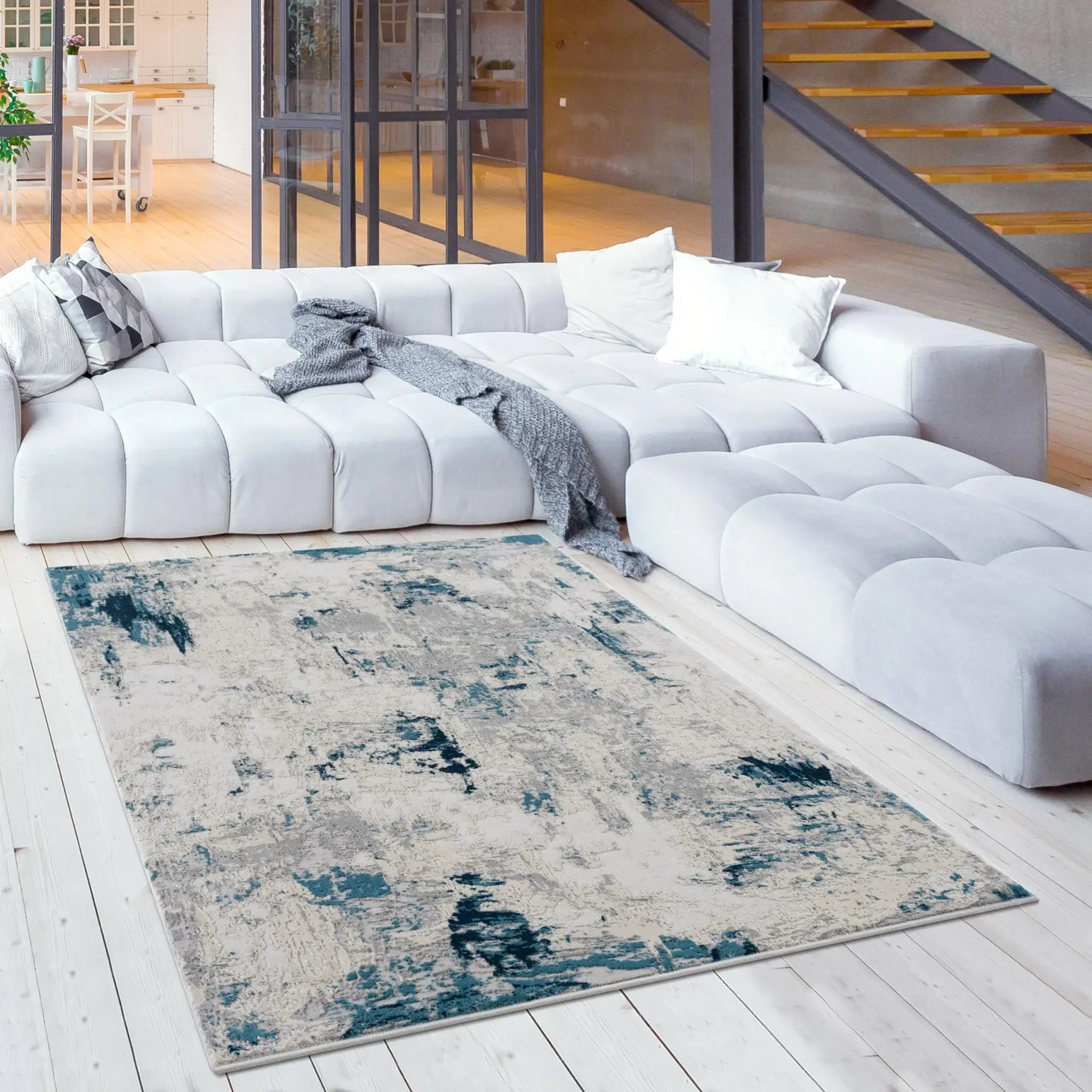 4' X 6' Blue Abstract Dhurrie Area Rug - Homeroots - Flyclothing LLC