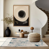 5' X 8' Blue And Ivory Abstract Strokes Area Rug - Homeroots - Flyclothing LLC