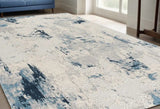 5' X 8' Blue And Ivory Abstract Strokes Area Rug - Homeroots