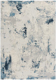 5' X 8' Blue And Ivory Abstract Strokes Area Rug - Homeroots