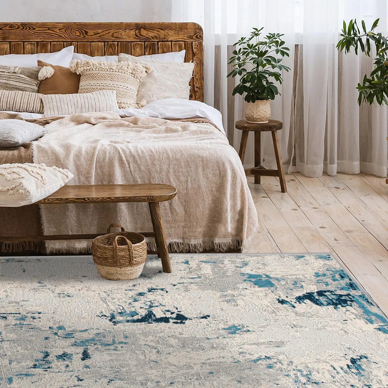 8' X 10' Blue Abstract Dhurrie Area Rug - Homeroots - Flyclothing LLC