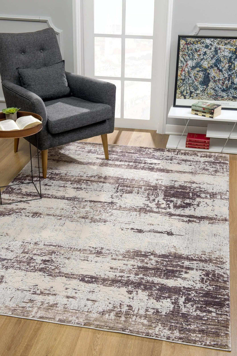 5' X 7' Violet Abstract Dhurrie Area Rug - Homeroots - Flyclothing LLC