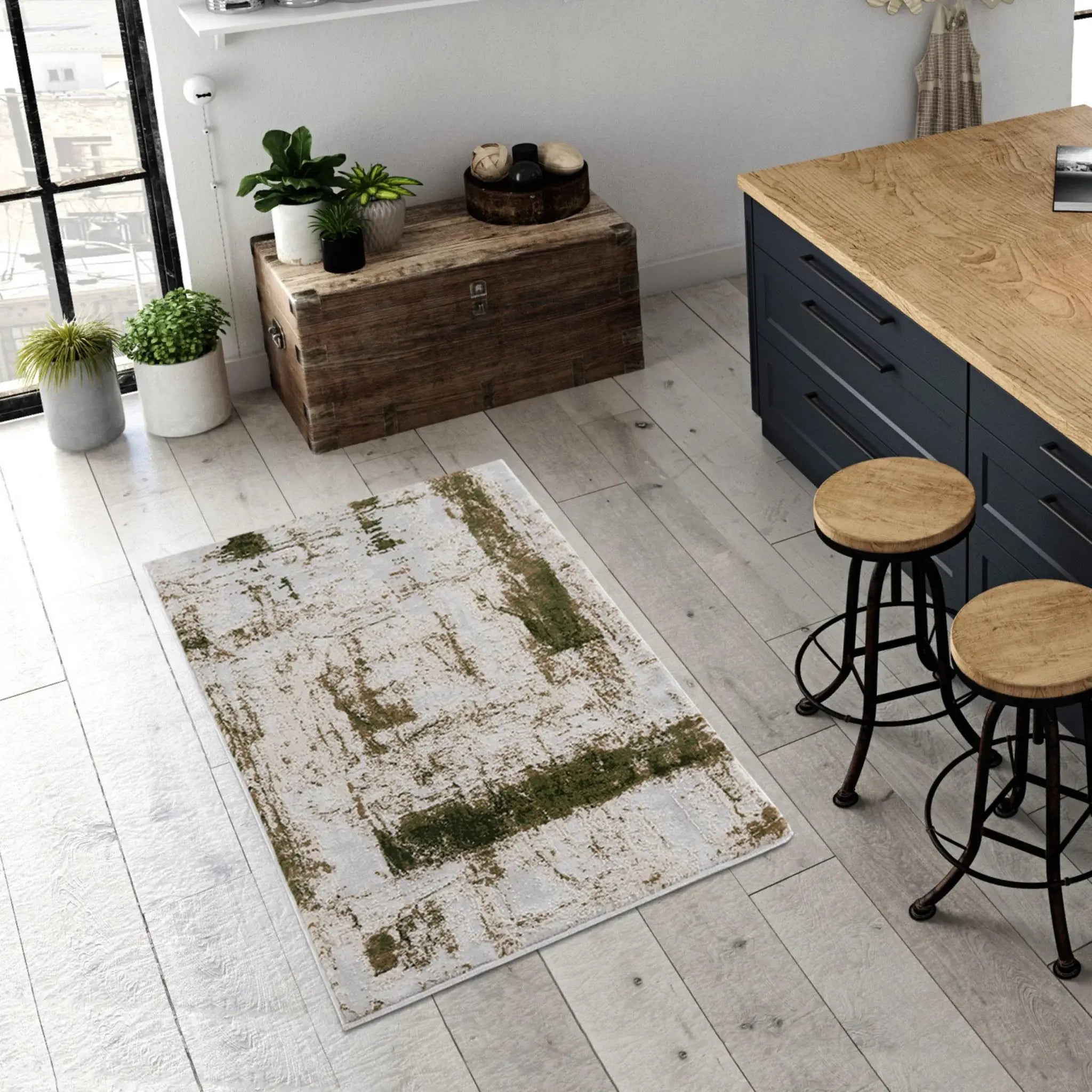 3' X 5' Green Abstract Dhurrie Area Rug - Homeroots - Flyclothing LLC