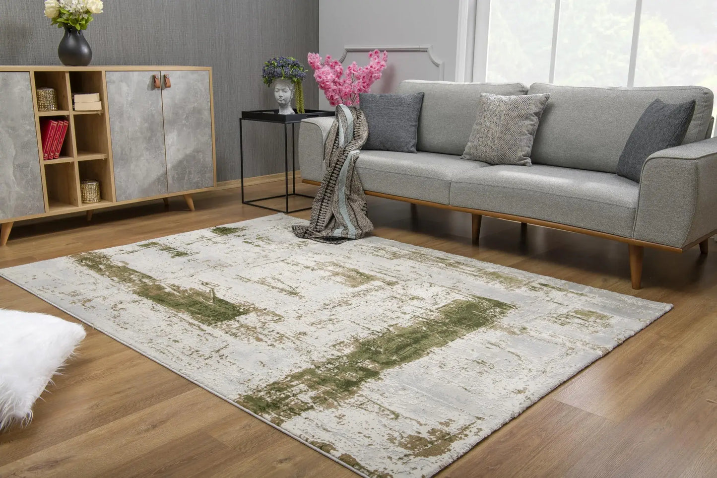 4' X 6' Green Abstract Dhurrie Area Rug - Homeroots - Flyclothing LLC