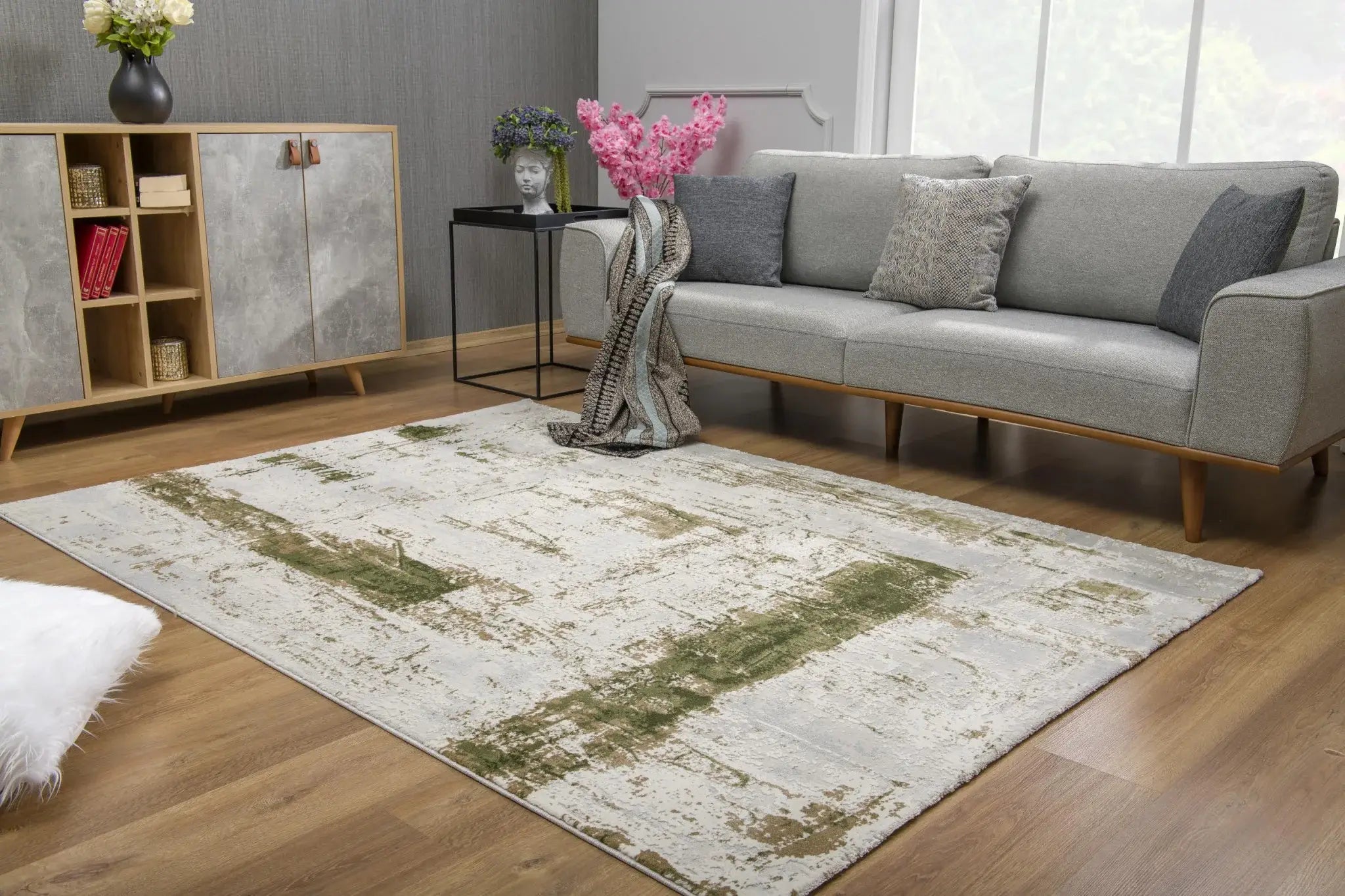 4' X 6' Green Abstract Dhurrie Area Rug - Homeroots - Flyclothing LLC