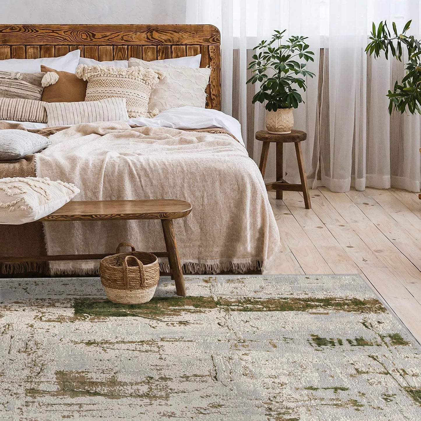 5' X 7' Green Abstract Dhurrie Area Rug - Homeroots - Flyclothing LLC