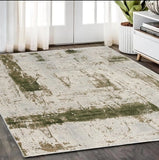 5' X 7' Green Abstract Dhurrie Area Rug - Homeroots