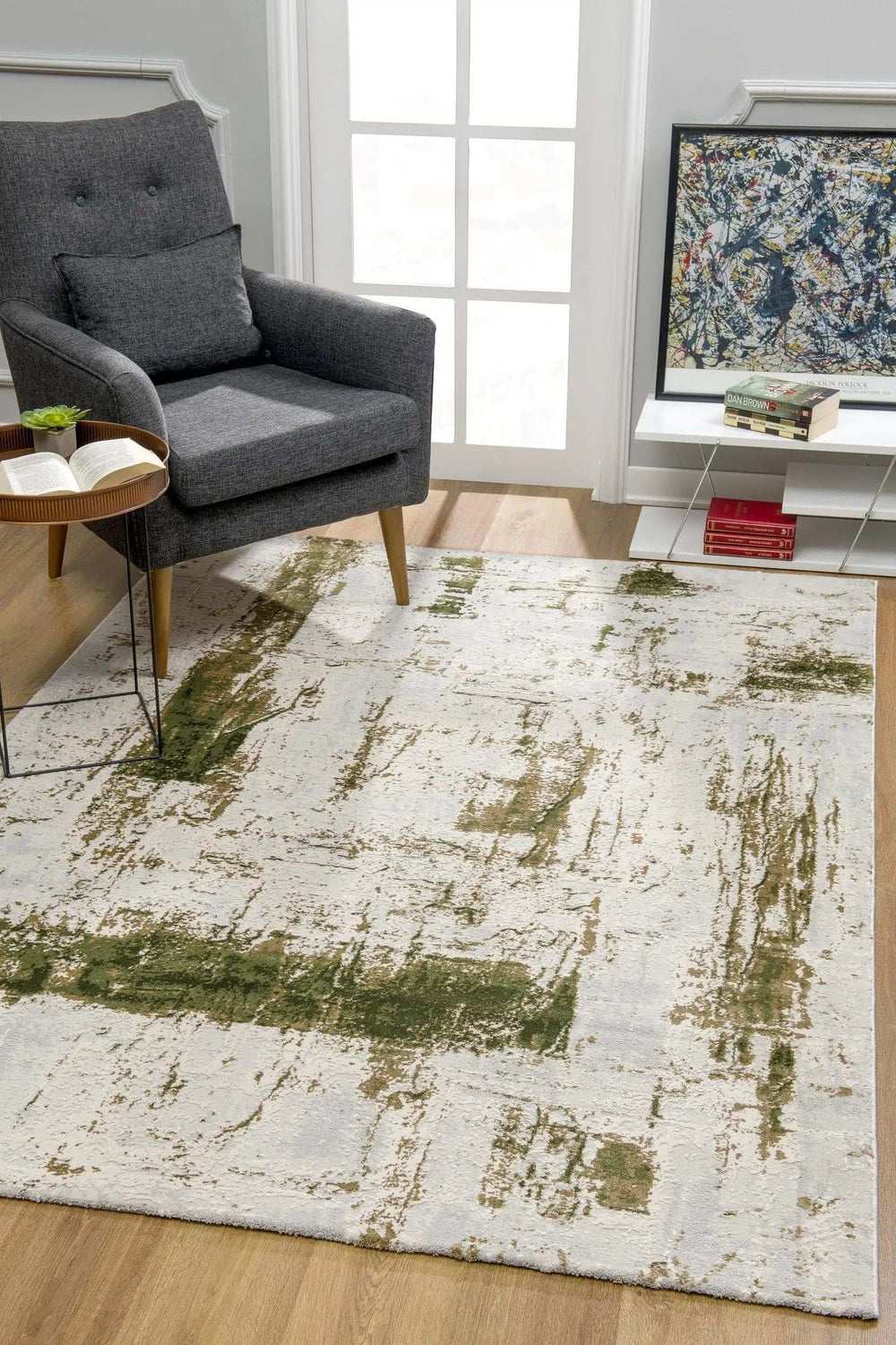 5' X 7' Green Abstract Dhurrie Area Rug - Homeroots - Flyclothing LLC
