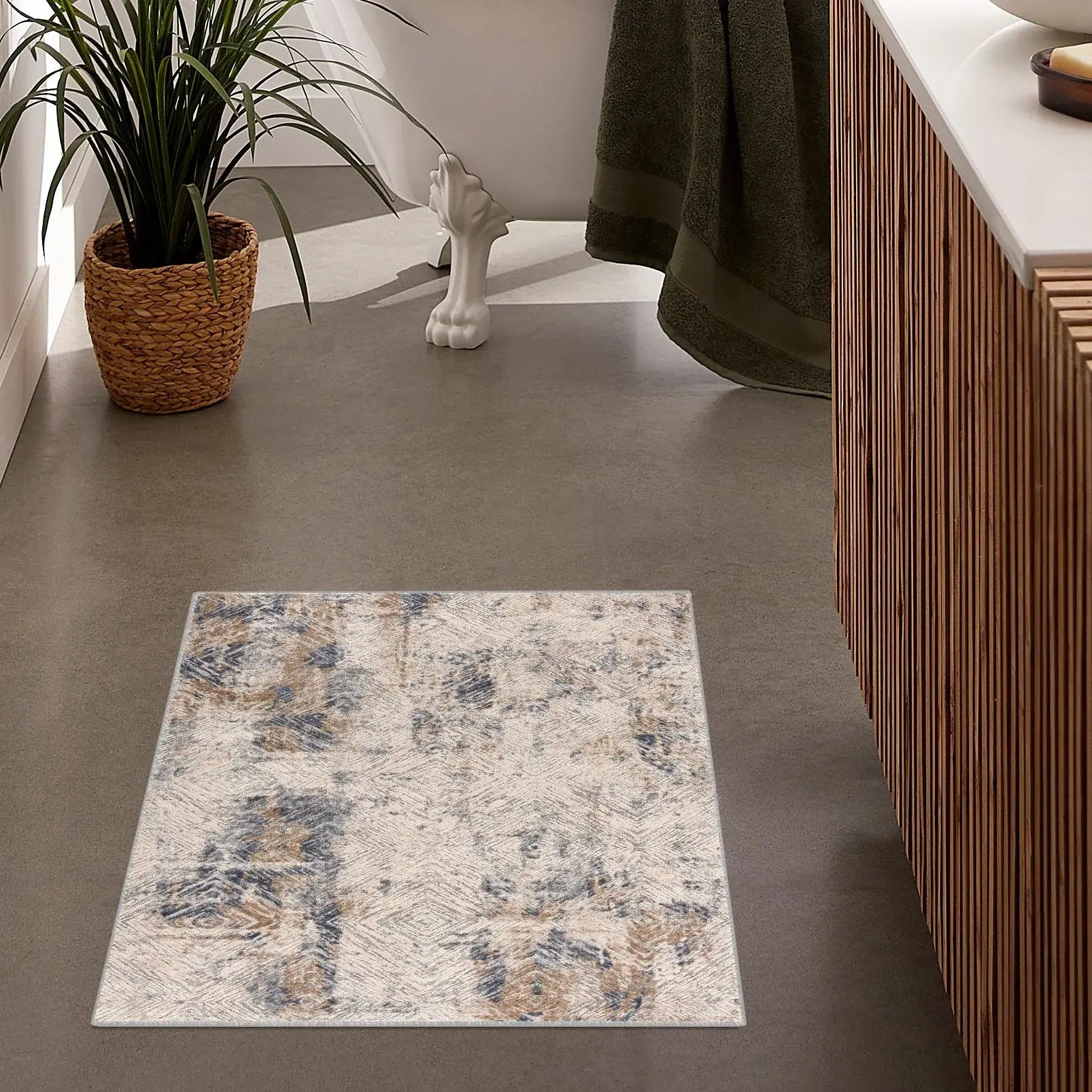 3' X 5' Beige Abstract Printed Area Rug - Homeroots - Flyclothing LLC