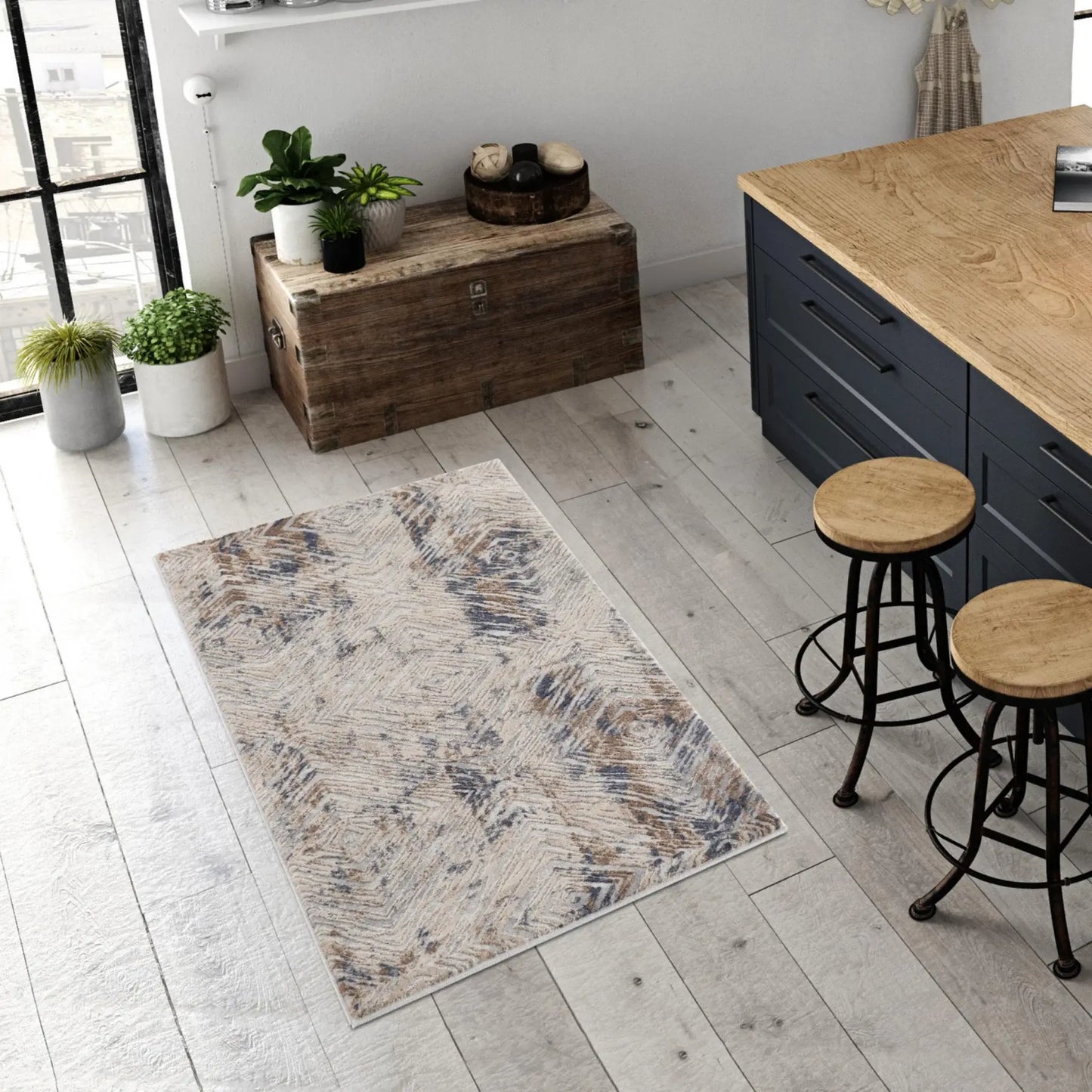 3' X 5' Beige Abstract Printed Area Rug - Homeroots - Flyclothing LLC