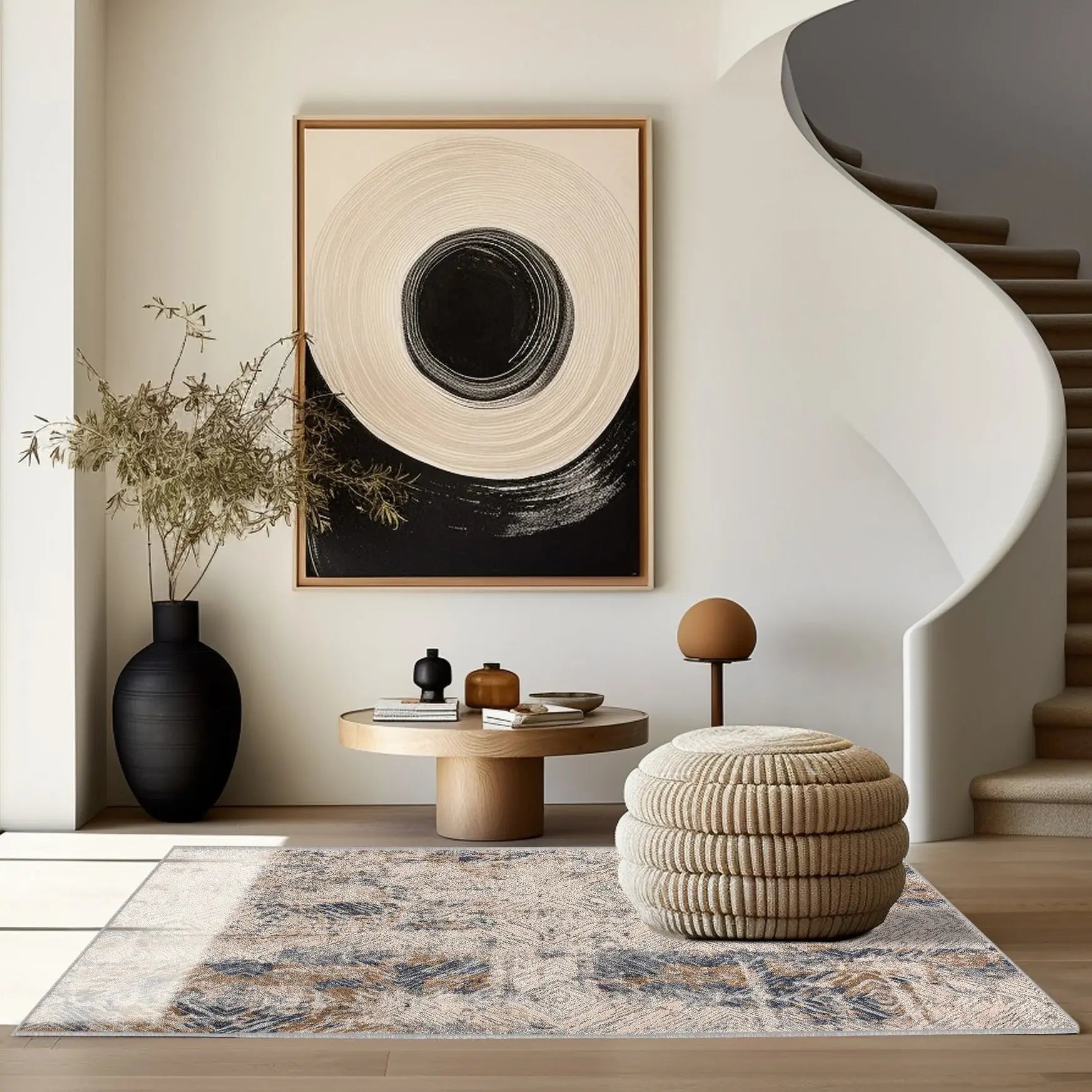 4' X 6' Beige Abstract Printed Area Rug - Homeroots - Flyclothing LLC