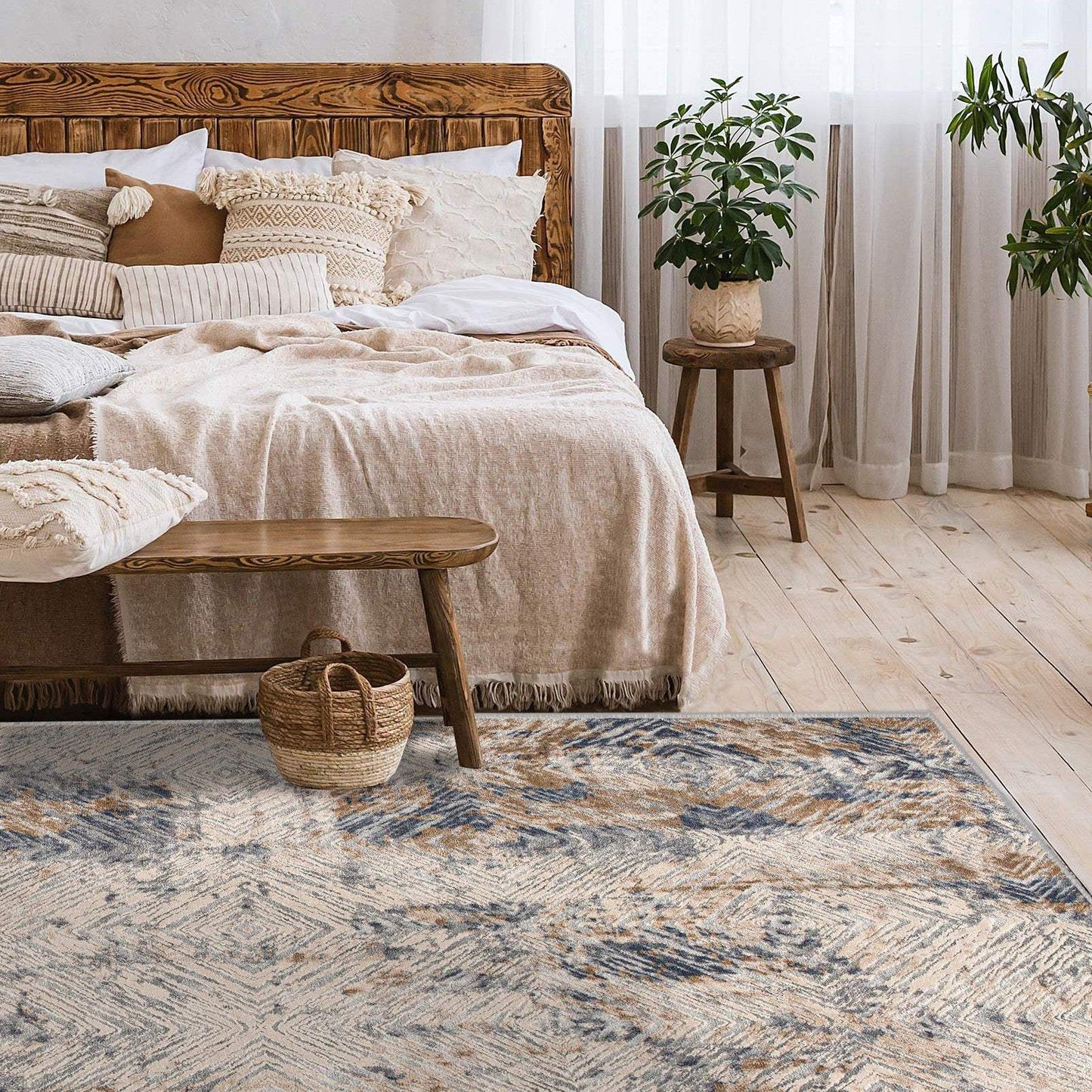 5' X 8' Ivory And Beige Abstract Diamonds Area Rug - Homeroots - Flyclothing LLC
