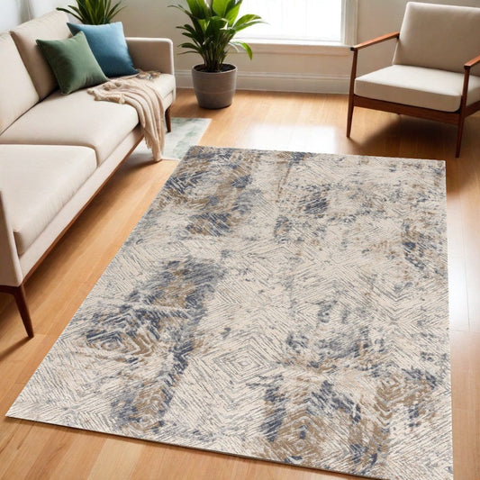 5' X 8' Ivory And Beige Abstract Diamonds Area Rug - Homeroots