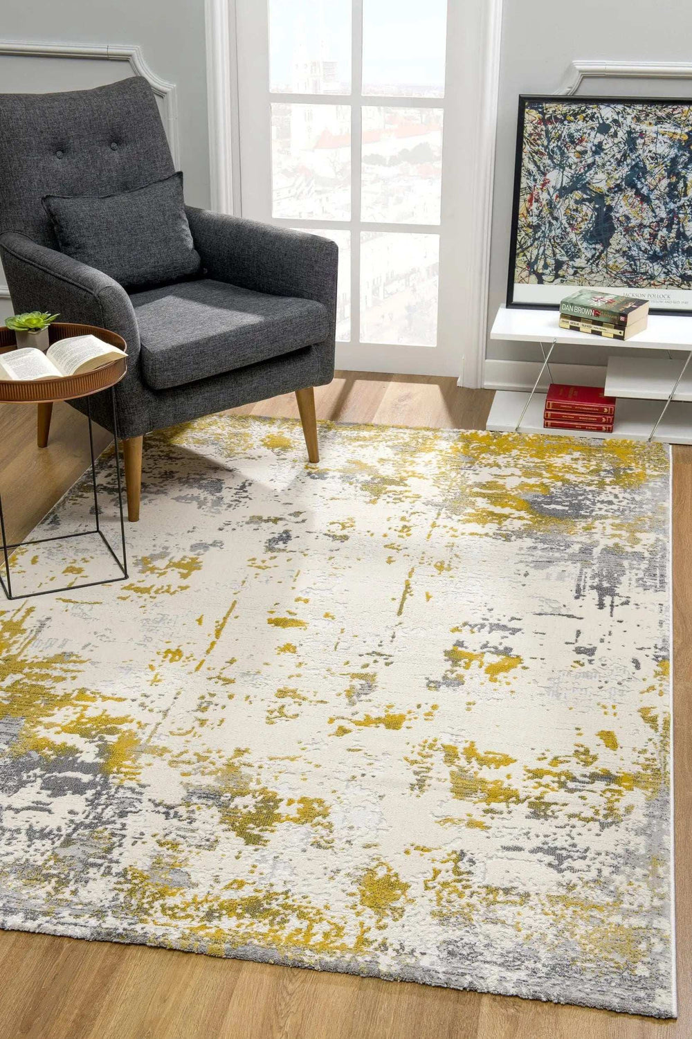 4' X 6' Gold Abstract Dhurrie Area Rug - Homeroots - Flyclothing LLC