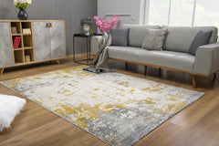 5' X 7' Gold Abstract Dhurrie Area Rug - Homeroots