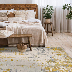 5' X 7' Gold Abstract Dhurrie Area Rug - Homeroots