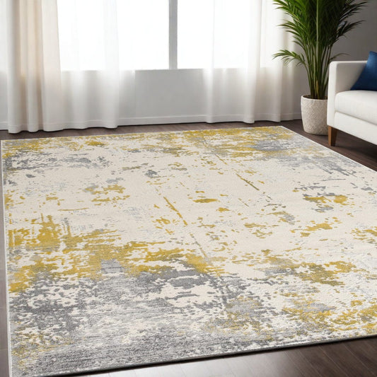 5' X 7' Gold Abstract Dhurrie Area Rug - Homeroots