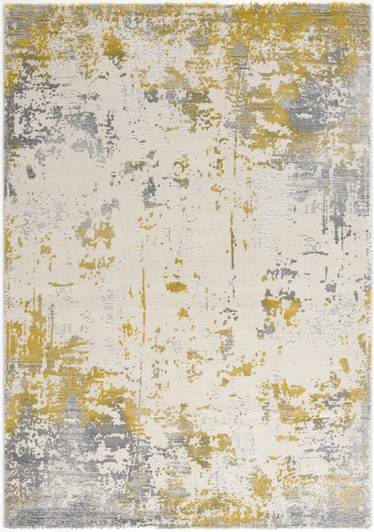 5' X 7' Gold Abstract Dhurrie Area Rug - Homeroots