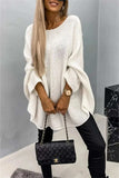 Round Neck Batwing Sleeve Sweater - Trendsi - Flyclothing LLC