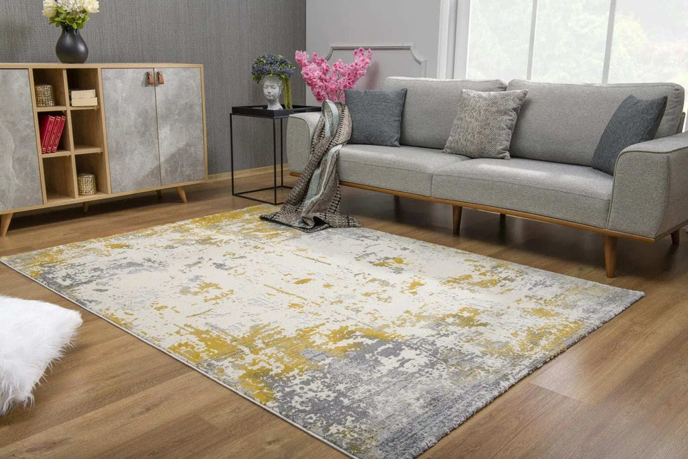 6' X 9' Gold Abstract Dhurrie Area Rug - Homeroots - Flyclothing LLC